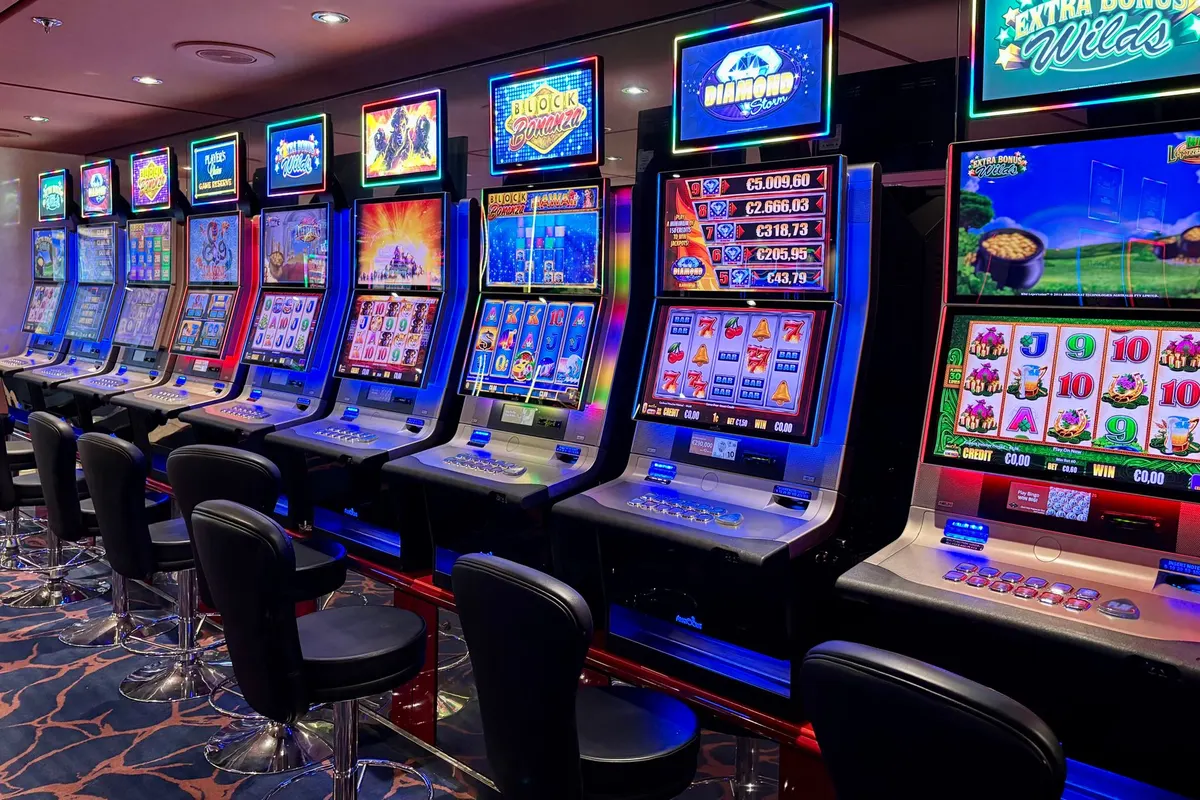 Slot machine reels close up