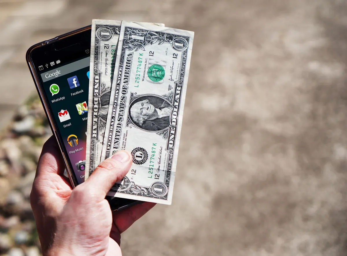 Smartphone showing a banking payment app